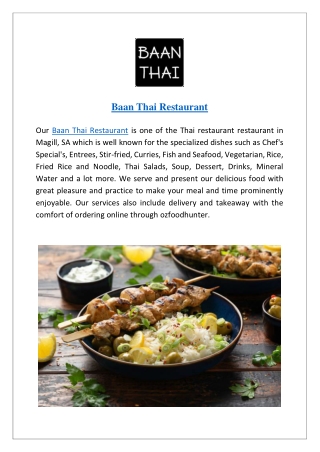 Baan Thai Restaurant Magill Menu | Order Online