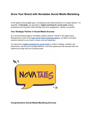 Grow Your Brand with Novatales Social Media Marketing
