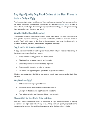 Buy High-Quality Dog Food Online at the Best Prices in India – Only at Zigly