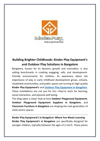 Building Brighter Childhoods Kinder Play Equipment’s and Outdoor Play Solutions