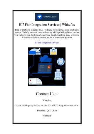 Hl7 Fhir Integration Services | Whitefox