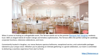 The Terrace – Thornhill & Vaughan’s Premier Banquet Hall & Wedding Venues.PPTX