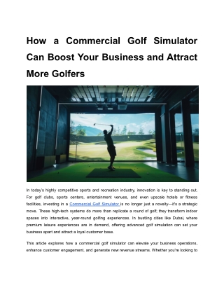 How a Commercial Golf Simulator Can Boost Your Business and Attract More Golfers