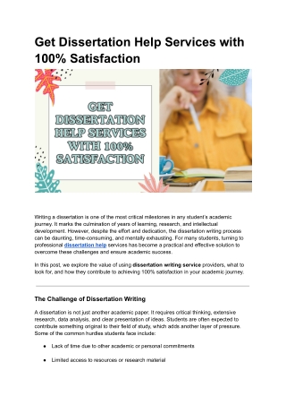 Get Dissertation Help Services with 100% Satisfaction