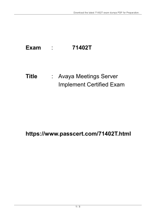 71402T Avaya Meetings Server Implement Dumps