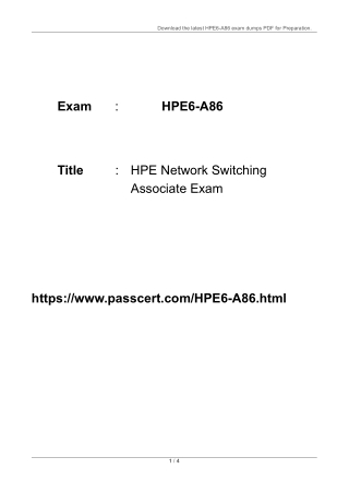 HPE6-A86 HPE Network Switching Associate Exam Dumps