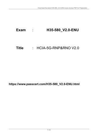 H35-580_V2.0-ENU HCIA-5G-RNP&RNO V2.0 Exam Dumps