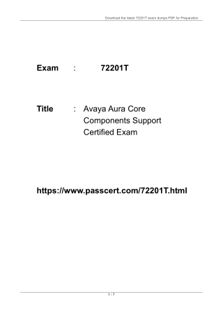 72201T Avaya Aura Core Components Support Dumps