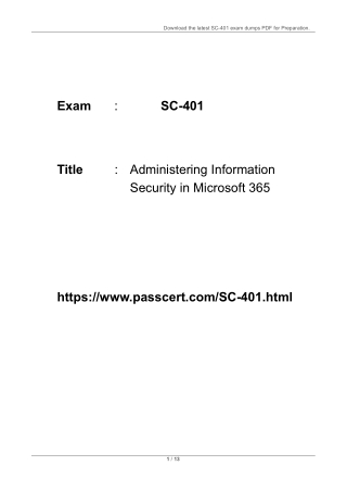 SC-401 Administering Information Security in Microsoft 365 Dumps