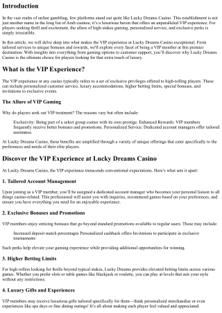 Discover the VIP Experience at Lucky Dreams Casino