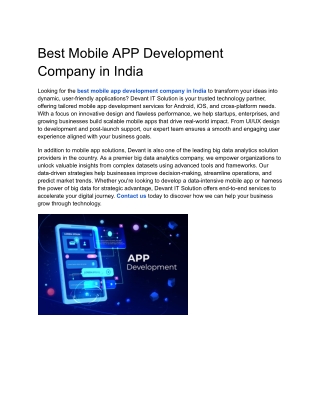 Best Mobile APP Development Company in India