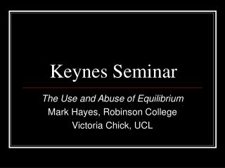 Keynes Seminar