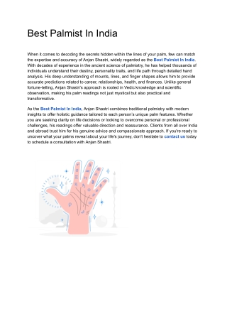 Best Palmist In India
