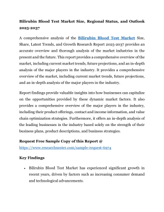 Bilirubin Blood Test Market