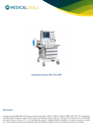 Anesthesia-System-MD-ANS-1007
