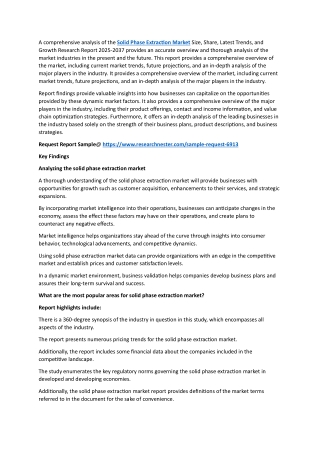Solid Phase Extraction Market Size, Share, Growth 2025-2037