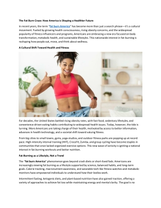Fat Burn America: How a Country Is Fighting Back Against Obesity