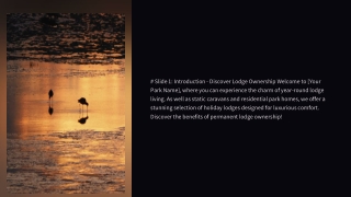 Buy Lodges for Permanent Ownership