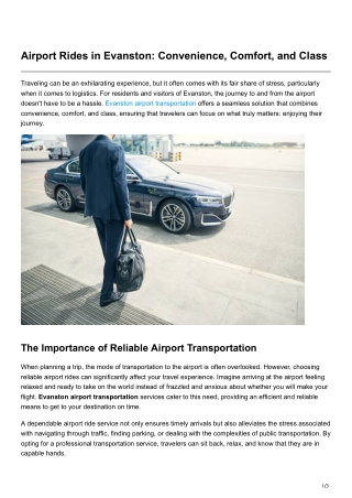 Airport Rides in Evanston Convenience, Comfort, and Class