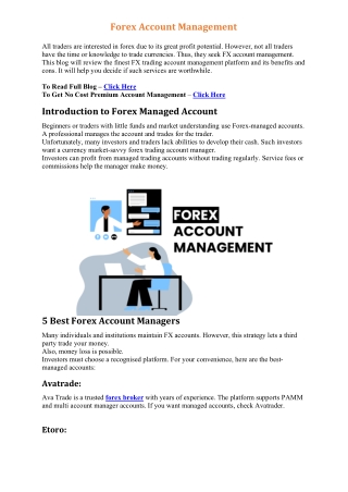 Forex Account Management for Beginners & Experienced Traders