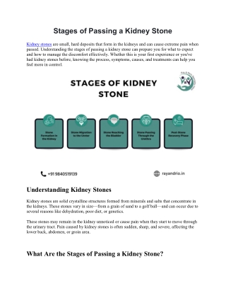 Stages of Passing a Kidney Stone