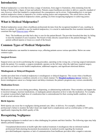 From Negligence to Justice: Pursuing Medical Malpractice Claims