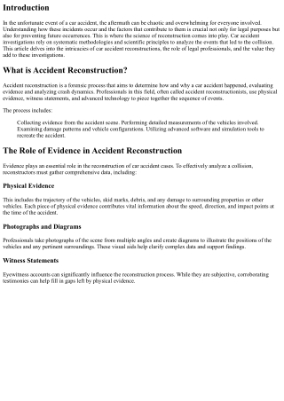 The Science of Reconstruction in Car Accident Investigations