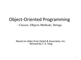 Object-Oriented Programming - Classes, Objects Methods, Strings