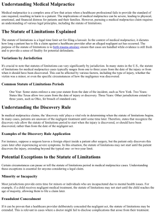 Navigating the Statute of Limitations in Medical Malpractice Claims