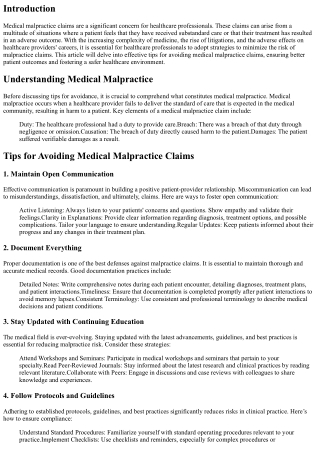 Tips for Avoiding Medical Malpractice Claims as a Healthcare Professional