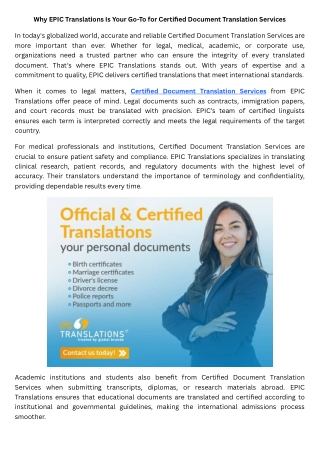 Why EPIC Translations Is Your Go-To for Certified Document Translation Services