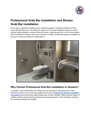 Professional Grab Bar Installation and Shower Grab Bar Installation