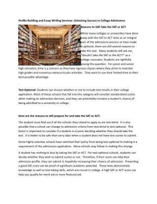 Profile Building and Essay Writing