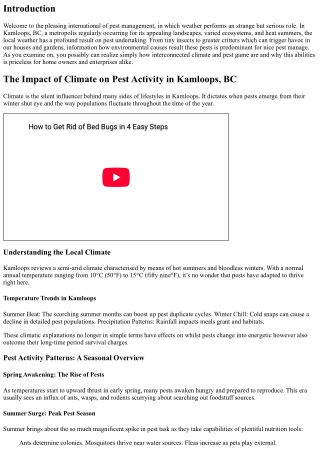 The Impact of Climate on Pest Activity in Kamloops, BC