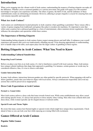 Betting Etiquette in Arab Casinos: What You Need to Know