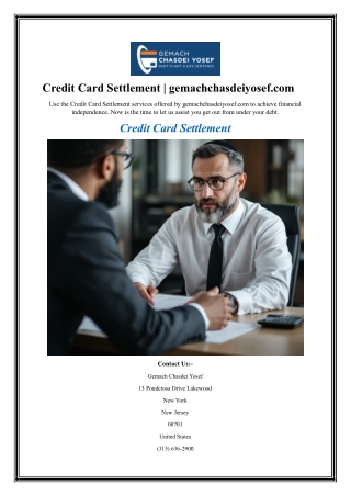 Credit Card Settlement  gemachchasdeiyosef.com