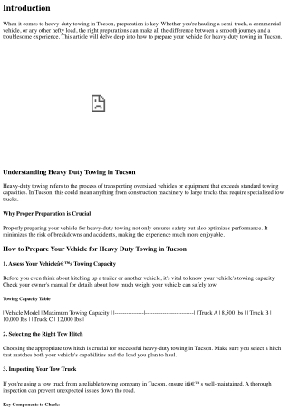 How to Prepare Your Vehicle for Heavy Duty Towing in Tucson
