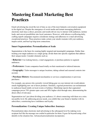 Mastering Email Marketing Best Practices