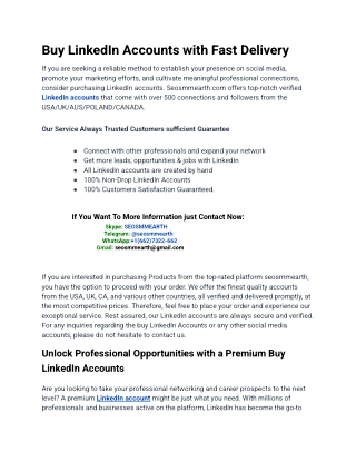 Best Site To Buy LinkedIn Accounts In Online