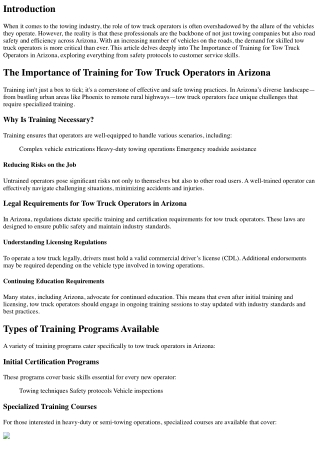 The Importance of Training for Tow Truck Operators in Arizona