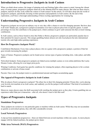 Understanding Progressive Jackpots in Arab Casinos
