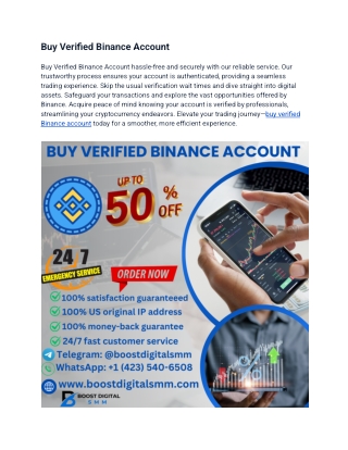 Buy a Fully Verified Binance Account – No Hassle, No Waiting