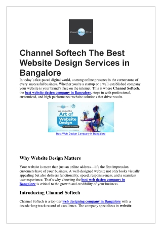 Channel Softech The top 5 Website Design Services in Bangalore