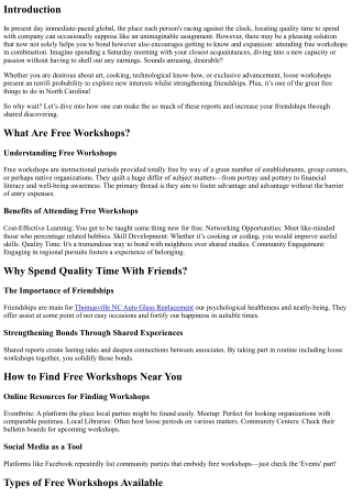 Spend Quality Time With Friends By Attending FREE Workshops Together.