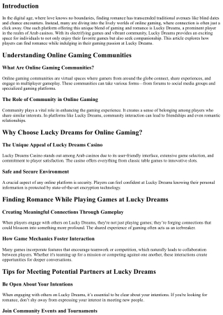 ”Finding Romance While Playing Games at Lucky Dreams
