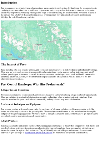 The Importance of Professional Pest Control Services in Kamloops