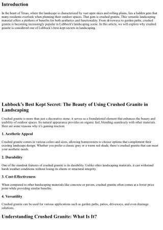 Lubbock’s Best Kept Secret: The Beauty of Using Crushed Granite in Landscaping