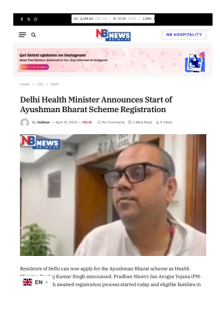 Delhi Health Minister Announces Start of Ayushman Bharat Scheme Registration