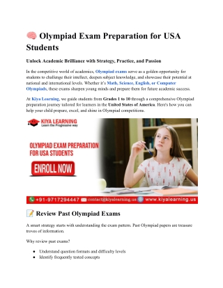 Olympiad Exam Preparation for USA Students
