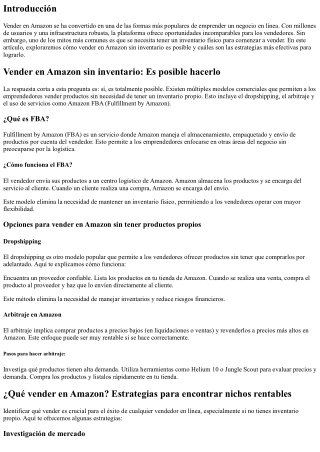 Vender en Amazon sin inventario: Es posible hacerlo